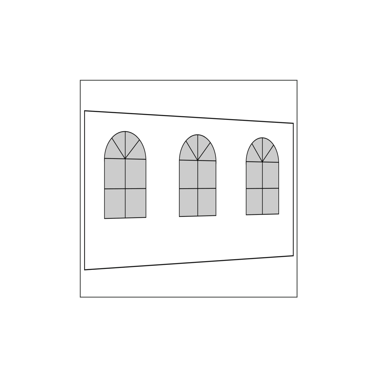 400 cm Seitenwand mit 3 Sprossenfenster weiß