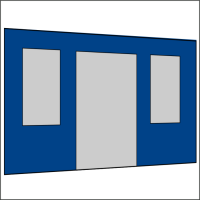 400 cm Seitenwand mit Türe (mittig) + Großfenster  königsblau PMS 7685 C