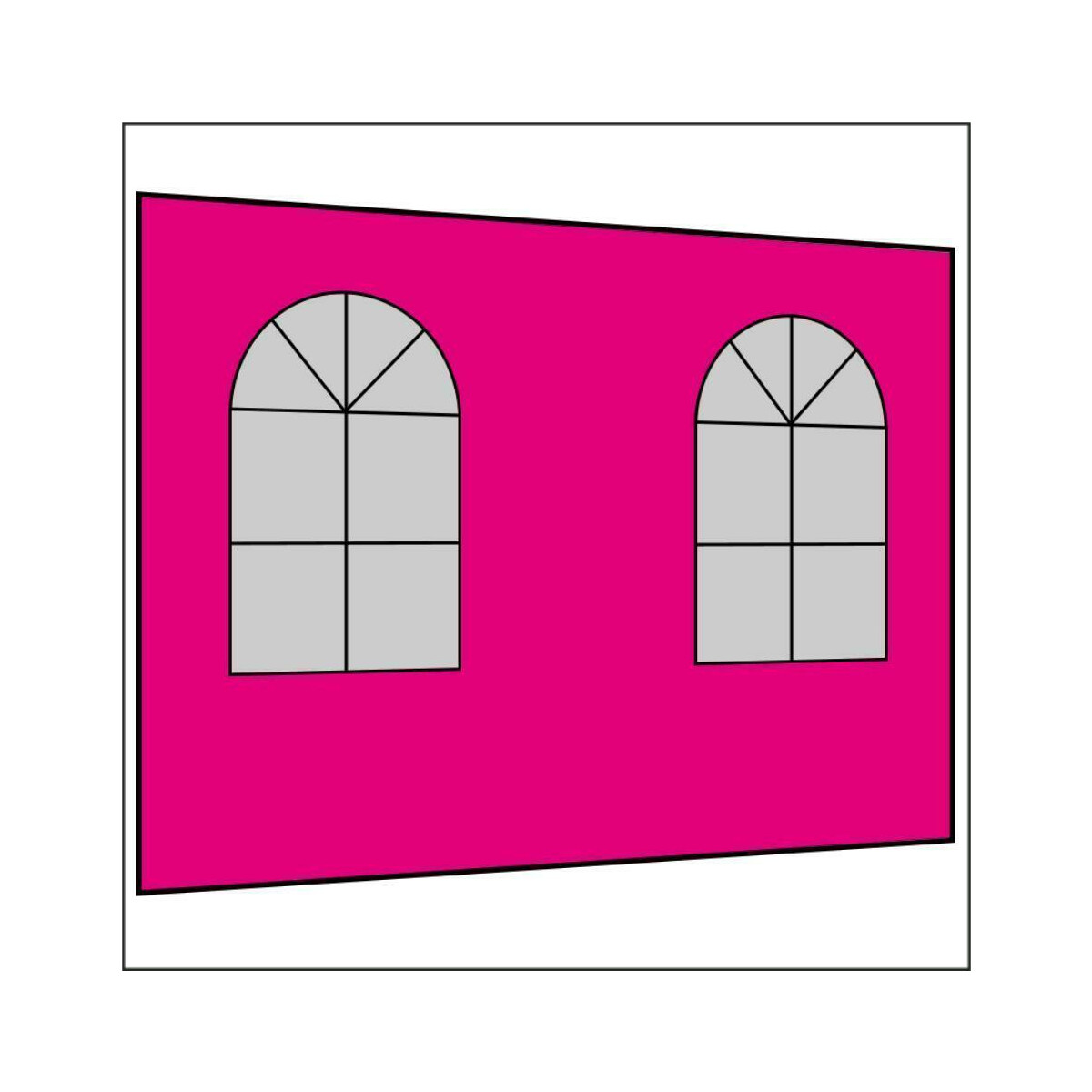 300 cm Seitenwand mit 2 Sprossenfenster pink PMS 7424 C